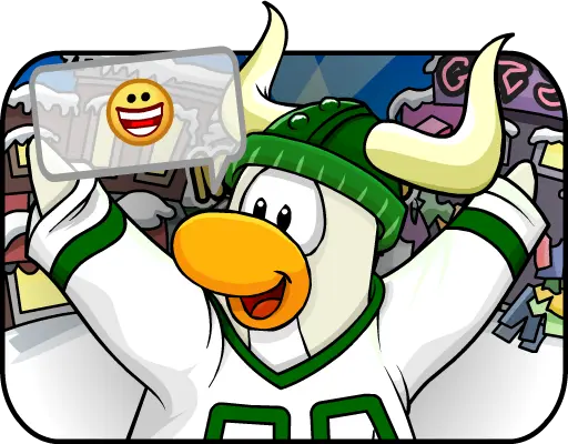 A penguin showing off a friends card